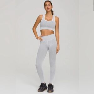 Good American Seamless Ribbed Leggings S/M White Gray Compression NWT